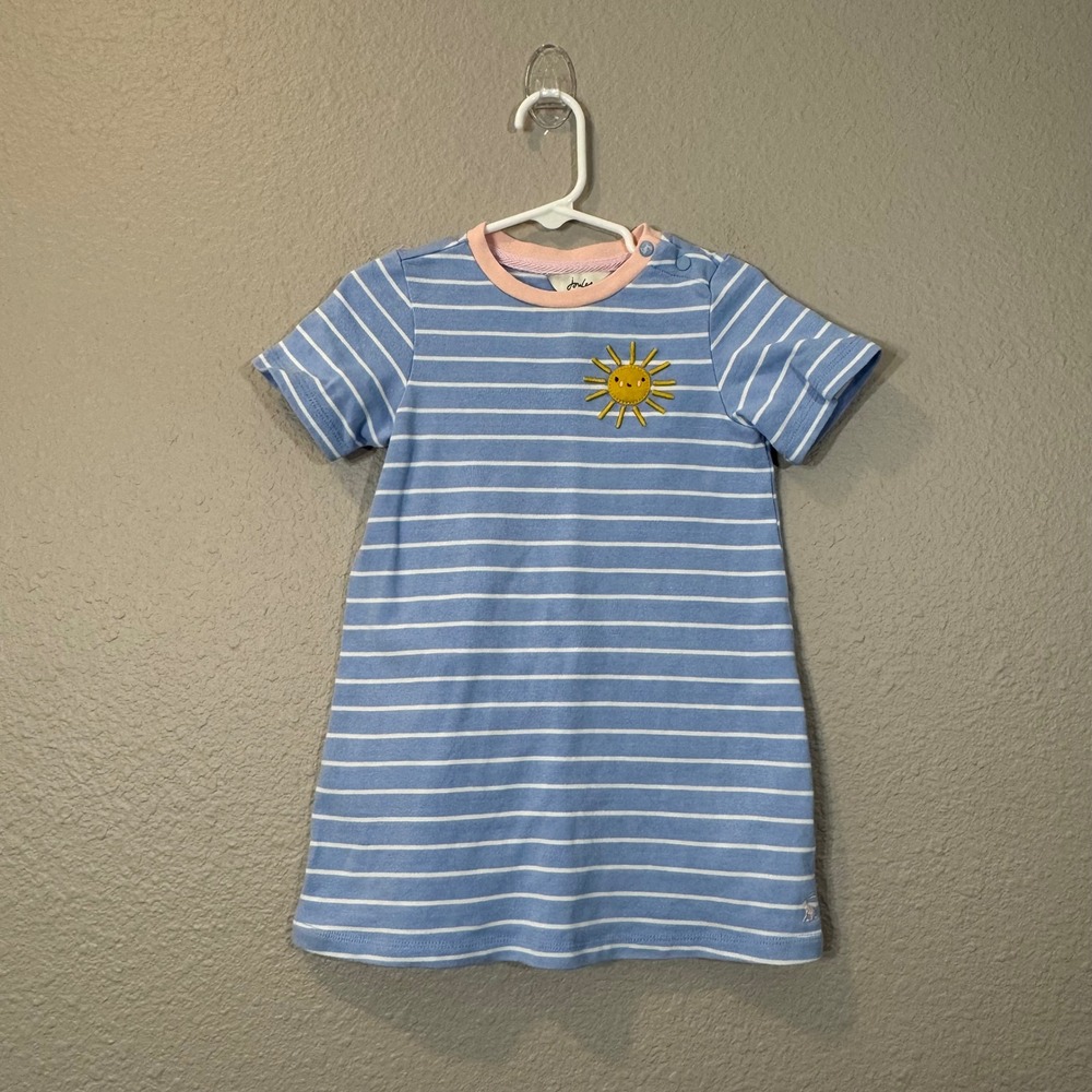 Joules Girl's Size 2T Blue Striped Sun Patch Rosalee T-Shirt Dress